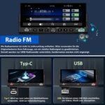 Junsun Drathlos Carplay Android Auto RDS mit Rückfahrkamera 1Din - Imagen 5