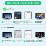 Junsun Drathlos Apple Carplay Android Auto 9-Zoll Display Rückfahrkamera - Imagen 5