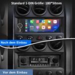 Junsun Drathlos Carplay Android Auto Display mit Rückfahrkamera 1Din - Imagen 3