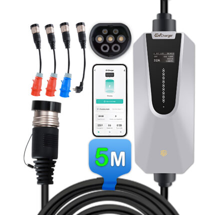 Cargador portátil Junsun Tipo 2 de 3,5 a 22 kW para vehículos eléctricos e híbridos enchufables
