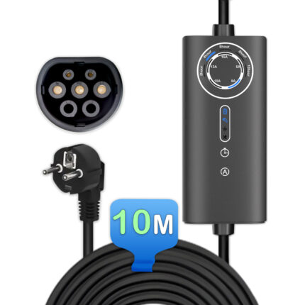 Cargador EV portátil Junsun Tipo 2 de 6-32 A para coche eléctrico e híbrido enchufable