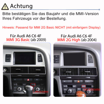 CarPlay Inalámbrico Audi A6 4F 2004-2012 MMI 2G High 3G Basic CarPlay Android Auto