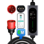 Junsun Cargador EV Coche Eléctrico Cable Tipo 2 6-32A 3,5kW/11kW/22kW Control por App