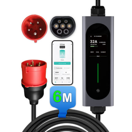 Junsun Cargador EV Coche Eléctrico Cable Tipo 2 6-32A 3,5kW/11kW/22kW Control por App